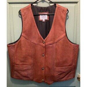 Fox Creek Leather Men's Size 6XL Button-Up Lined Sleeveless Leather Riding Vest